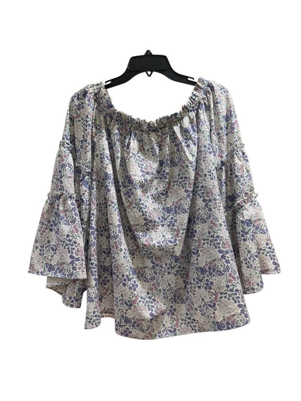SHEIN Women’s Floral Bell Sleeve Loose Fit Top Size Medium - Picture 4 of 8